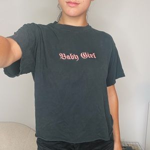 Baby girl embroidered black t shirt